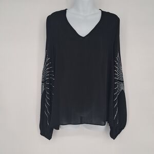 REVOLVE Blaque Label Black Semisheer‎ Statement Sleeve Blouse Size Medium